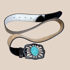 Streets Ahead vintage cowhide turquoise southwestern leather belt medium